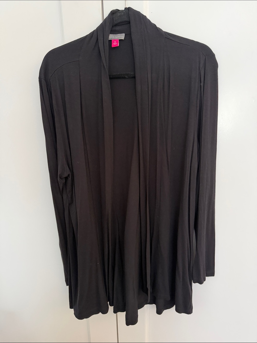 Vince Camuto Black Open-Front Draped Cardigan